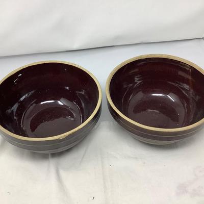 Sale Photo Thumbnail #34: You get two pottery 9” mixing bowl.  One has chip see pictures.