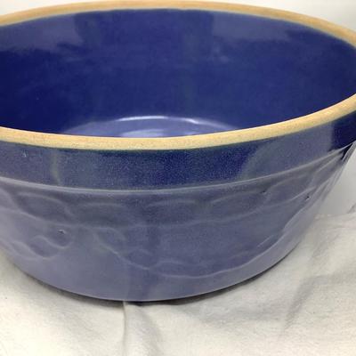 Sale Photo Thumbnail #43: You get two pottery mixing/ serving bowls.  Brown and blue in good condition.  Blue one has USA marked on bottom.