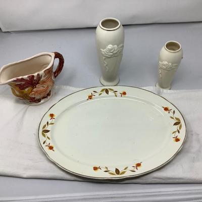 Sale Photo Thumbnail #54: You get large Jewel T serving platter, pottery gtavey boat, two Lenox rose vases large and small.