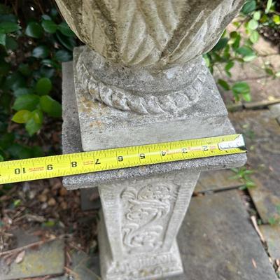 Concrete Garden Pedestal with Decorative Fruit Basket Urn