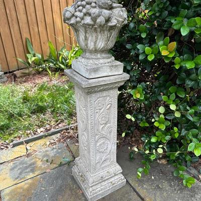 Concrete Garden Pedestal with Decorative Fruit Basket Urn