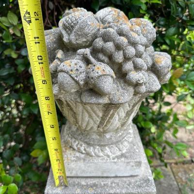Concrete Garden Pedestal with Decorative Fruit Basket Urn