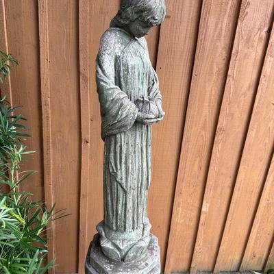 Vintage Concrete Garden Statue on Pedestal