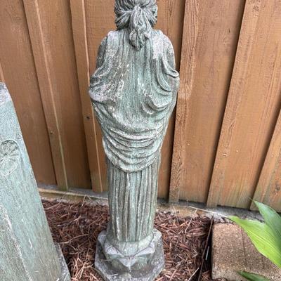 Vintage Concrete Garden Statue on Pedestal