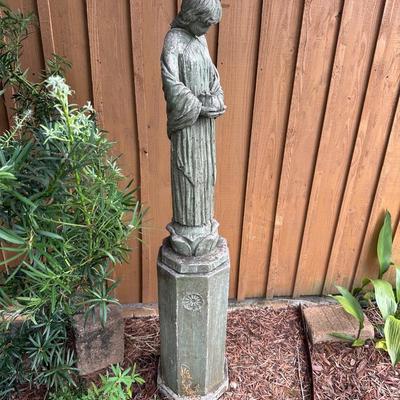 Vintage Concrete Garden Statue on Pedestal
