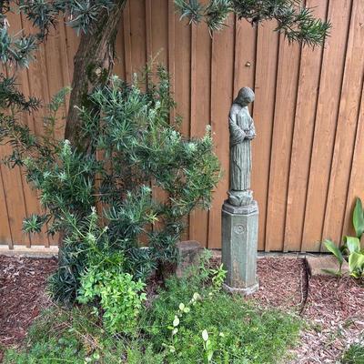 Vintage Concrete Garden Statue on Pedestal