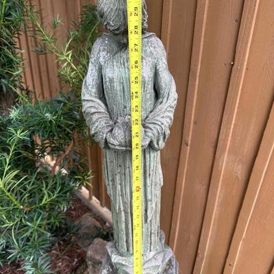 Vintage Concrete Garden Statue on Pedestal