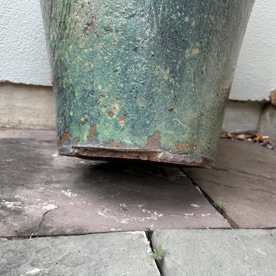 Tall Glazed Ceramic Planter with Plant (see details)