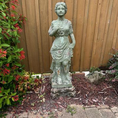 Vintage Weathered Terracotta Garden Statue – Classical Lady