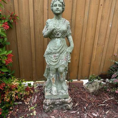 Vintage Weathered Terracotta Garden Statue – Classical Lady