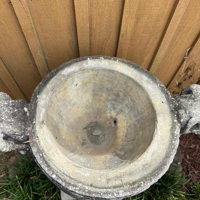Large Ornate Vintage Concrete Garden Urn on Pedestal with Removable