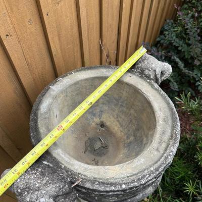 Large Ornate Vintage Concrete Garden Urn on Pedestal with Removable