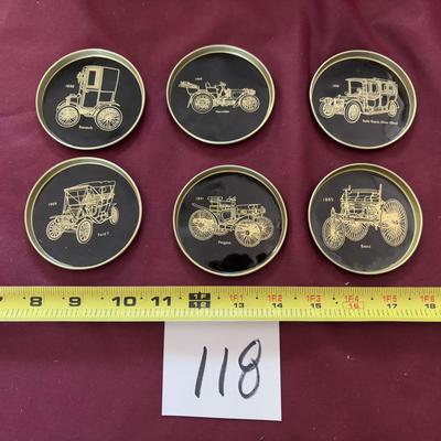 Old Car Tin Coaster Set