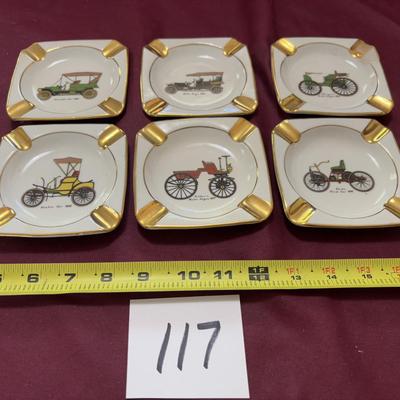 Vintage Porcelain Car Ashtray Set