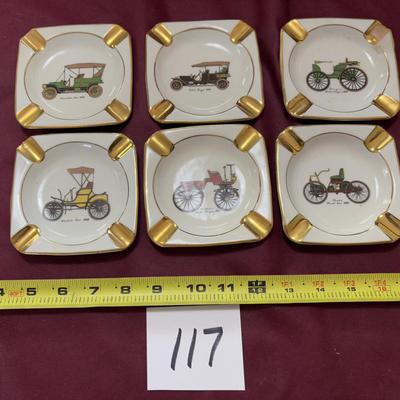 Vintage Porcelain Car Ashtray Set