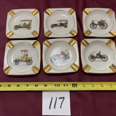 Vintage Porcelain Car Ashtray Set