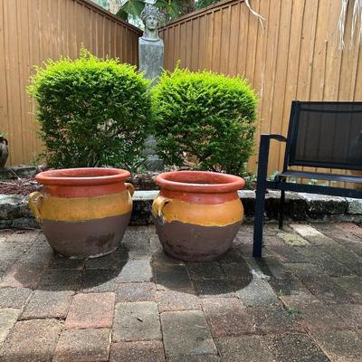 Pair of Handled Terracotta Planters – Rustic Multicolor Finish