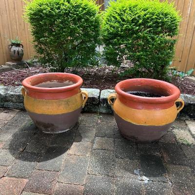 Pair of Handled Terracotta Planters – Rustic Multicolor Finish