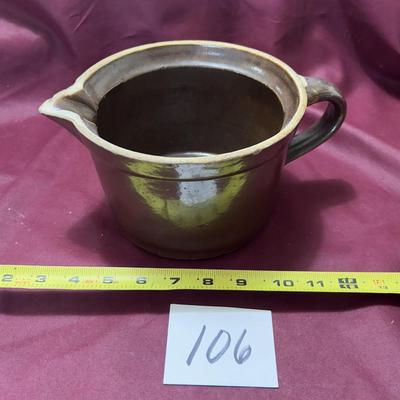 Antique Brown Stoneware Pitcher