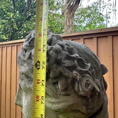 Elegant Cement Bust on Tall Pedestal – Classical Garden Statue (see description)