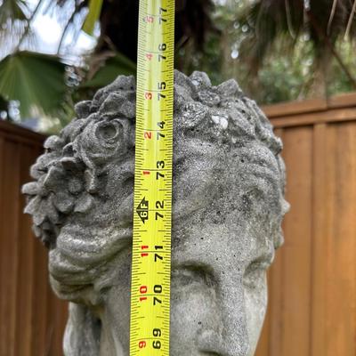 Elegant Cement Bust on Tall Pedestal – Classical Garden Statue (see description)