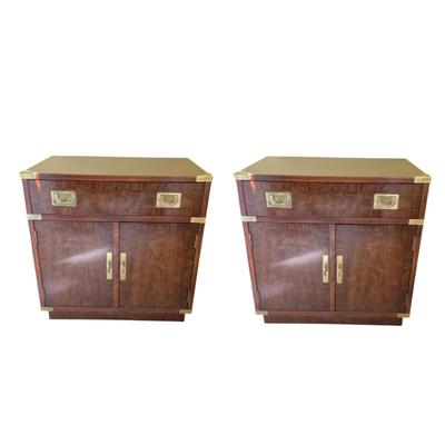 B760 Pair of 1960's Vintage Drexel Campaign Style Nightstand