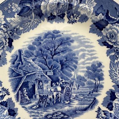 Wood & Sons England - Enoch Wood’s “English Scenery” Blue & White Transferware – Platter & Plates Set
