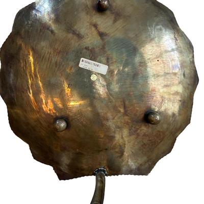 Large Vintage Brass Leaf-Shaped Decorative Tray – Textured & Etched Design – Made in India