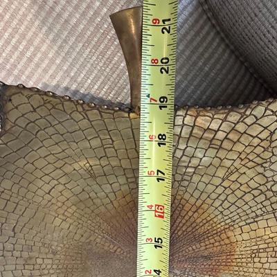 Large Vintage Brass Leaf-Shaped Decorative Tray – Textured & Etched Design – Made in India