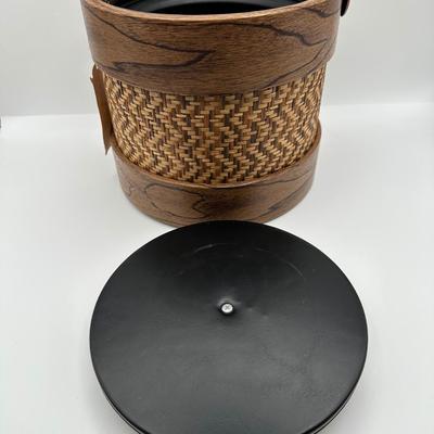 Vintage Elmar “ice-man” Wood & Woven Ice Bucket