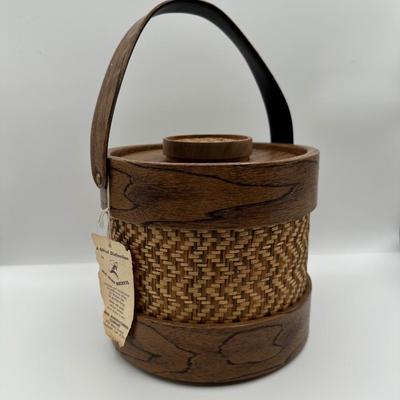 Vintage Elmar “ice-man” Wood & Woven Ice Bucket