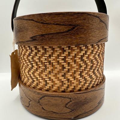 Vintage Elmar “ice-man” Wood & Woven Ice Bucket