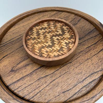 Vintage Elmar “ice-man” Wood & Woven Ice Bucket