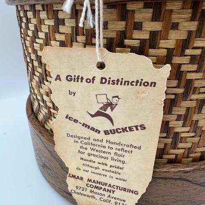 Vintage Elmar “ice-man” Wood & Woven Ice Bucket
