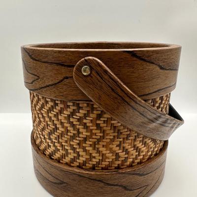 Vintage Elmar “ice-man” Wood & Woven Ice Bucket