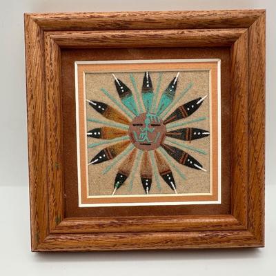 Framed Navajo Native American Art, Rainbow Sand Art, Sand Painting, Wall Art