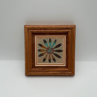 Framed Navajo Native American Art, Rainbow Sand Art, Sand Painting, Wall Art