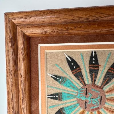 Framed Navajo Native American Art, Rainbow Sand Art, Sand Painting, Wall Art