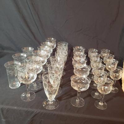 37 Piece Etched Stemware (B2-KD)