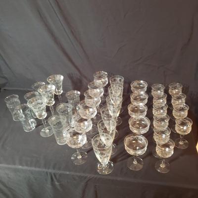 37 Piece Etched Stemware (B2-KD)