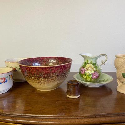 Pottery, decor & big resin bowl