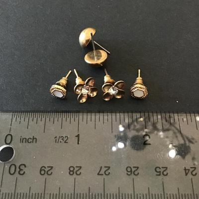 Vintage gold tone, studded earrings
