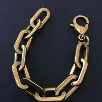 Very nice gold tone chain link bracelet makers mark