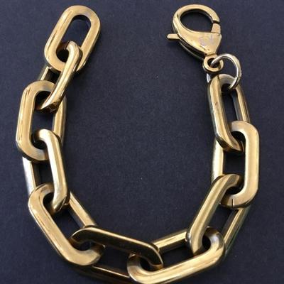 Very nice gold tone chain link bracelet makers mark