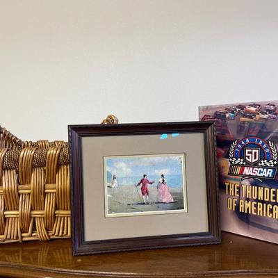 Basket with decor and book