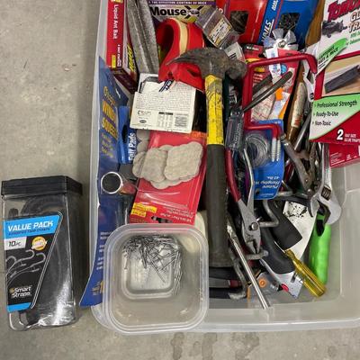 Small tote of tools and hardware