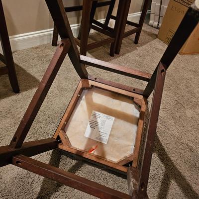 Round Black Stone Top Table + Four Chairs (T1-JS)