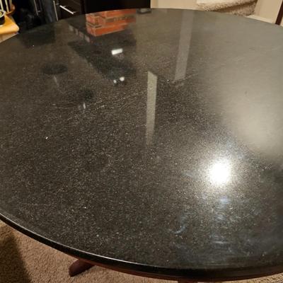 Round Black Stone Top Table + Four Chairs (T1-JS)