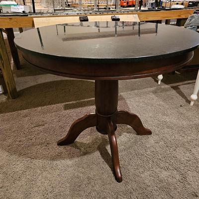 Round Black Stone Top Table + Four Chairs (T1-JS)