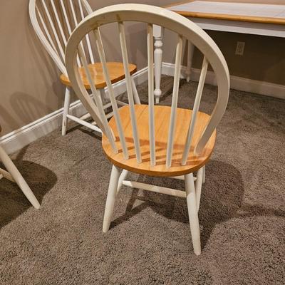 White Wood Table w/ Tile Top & Four Chairs (T1-JS)